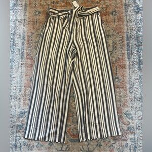 NWT Striped Wide-Leg Pants with Bow Tie